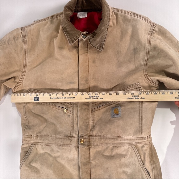 Carhartt Mens Coveralls Vintage Duck Canvas Insulated Tan 44R - Picture 12 of 16